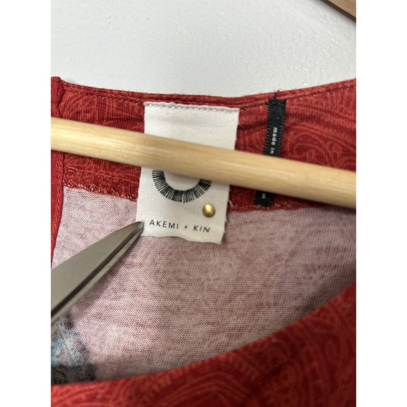 Akemi + Kin Gia Tunic Size Small Rust Blue Paisley Boho - Picture 5 of 7